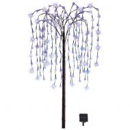 Collections Etc. LED Solar Willow Tree, Outdoor Solar Tree with Colorful Solar-Powered Lights with Adjustable Branches, Purple Lights
