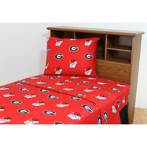  College Covers Georgia Bulldogs Printed Sheet Set, Queen