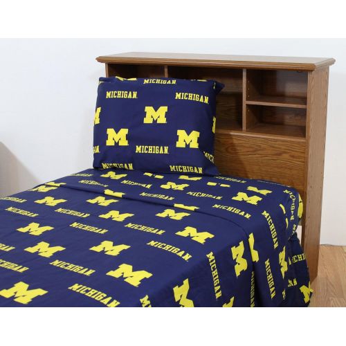  College Covers Michigan Wolverines Sheet Set, Twin, Team Colors