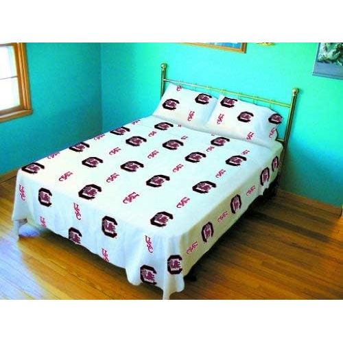  College Covers South Carolina Gamecocks Printed Sheet Set - Twin - White