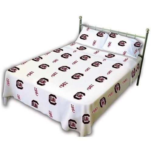  College Covers South Carolina Gamecocks Printed Sheet Set - Twin - White