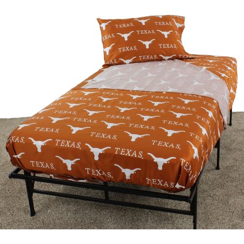  College Covers Texas Longhorns Printed Sheet Set - Solid
