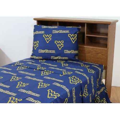  College Covers West Virginia Mountaineers Sheet Set, Twin, Team Colors