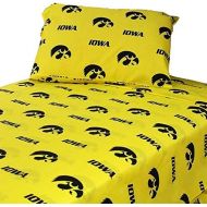 College Covers Iowa Hawkeyes Printed Sheet Set - King - Solid