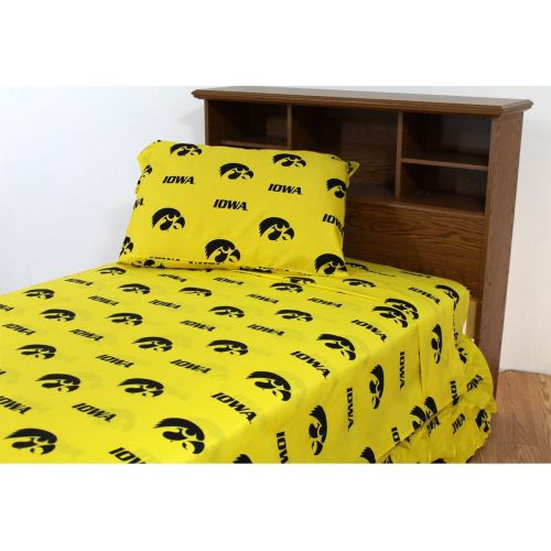  College Covers Iowa Hawkeyes Printed Sheet Set - King - Solid