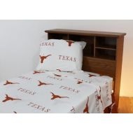 College Covers Texas Longhorns Printed Sheet Set - White