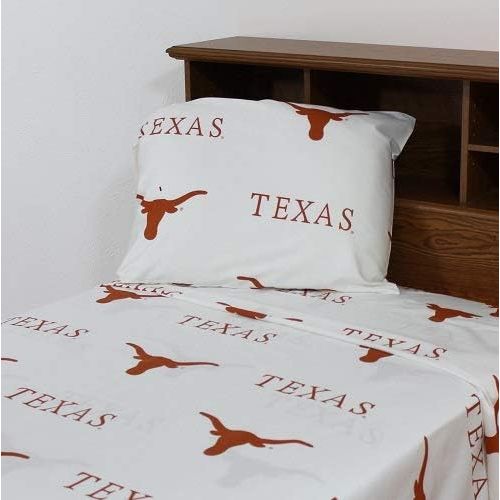  College Covers Texas Longhorns Printed Sheet Set - White