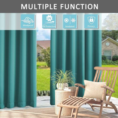  Cololeaf cololeaf Waterproof Pergola Outdoor Curtain Panel Drapes Blackout Outdoor Decor Tab Top Curtains Mildew Resistant for Patio Porch Gazebo Panel Drapery, Width 120 x Height 102, Turq