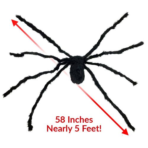  Colonel Pickles Novelties Giant Spider For Halloween Decorations - Large Size At Nearly 5 Feet - Great Party Decor & Props