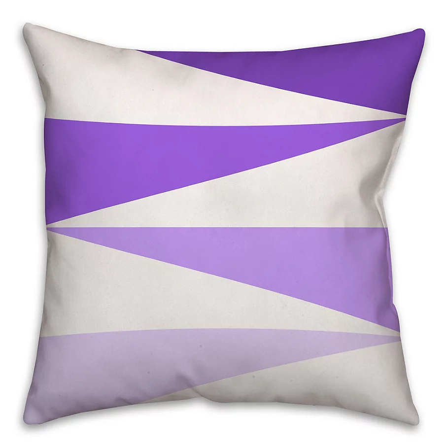  Color Block Triangles Square Throw Pillow in PurpleWhite