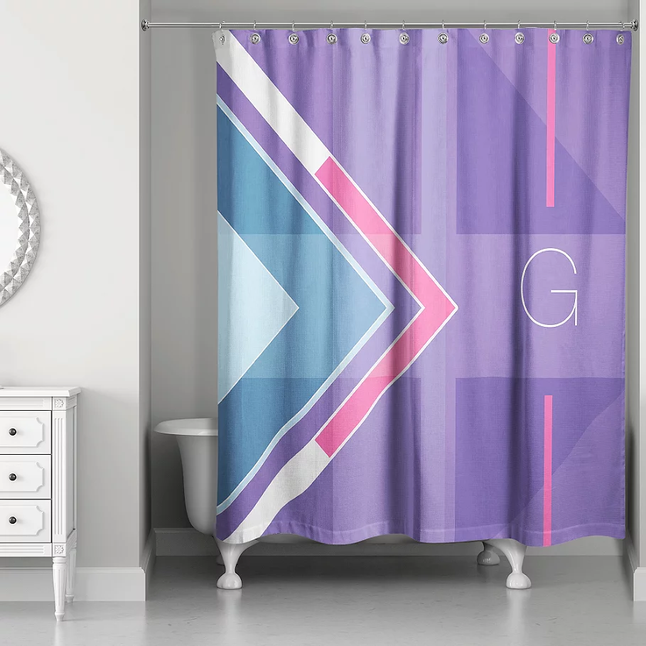 Color Blocking Monogram Shower Curtain