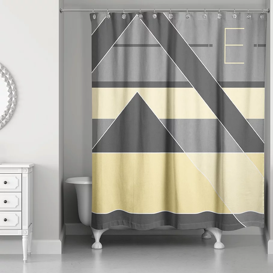  Color Blocking Monogram Shower Curtain