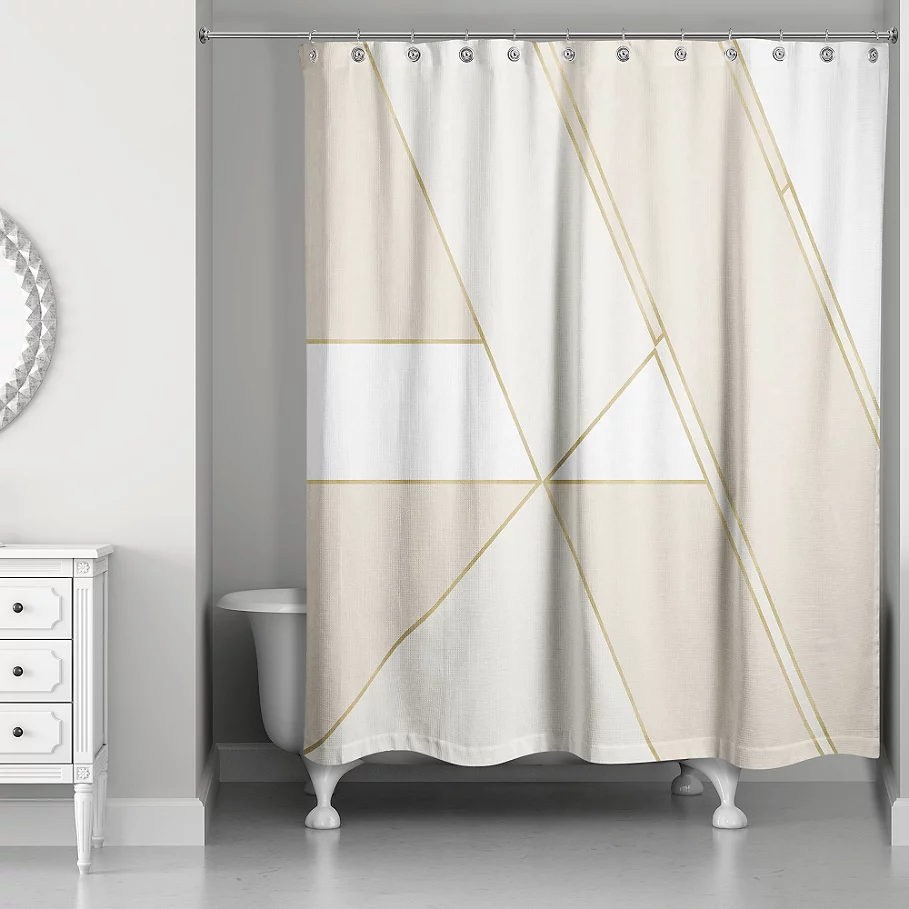 Color Block Shower Curtain in GoldIvory
