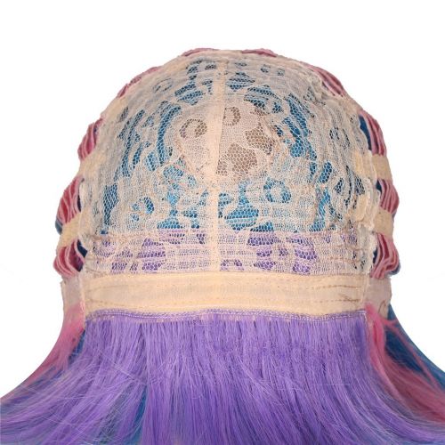  ColorGround Long Curly Cosplay Wig with 2 Ponytails(Pink/Blue/Blonde)