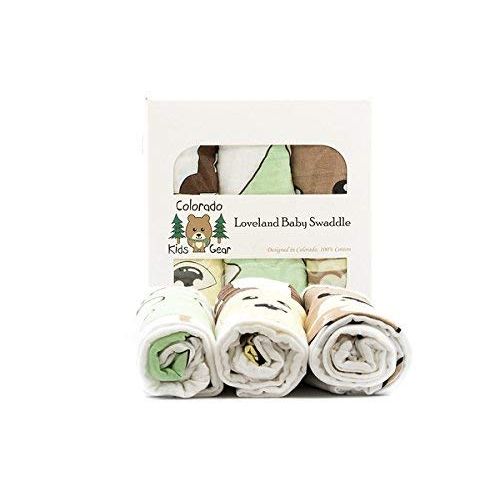  Colorado Kids Gear, All-Natural Cotton Muslin Baby Swaddle Blankets - 3 Pack. Breathable, Soft Cotton for Boy or Girl Baby Shower or Newborns. ColorFast Washable Fabric Ideal for D