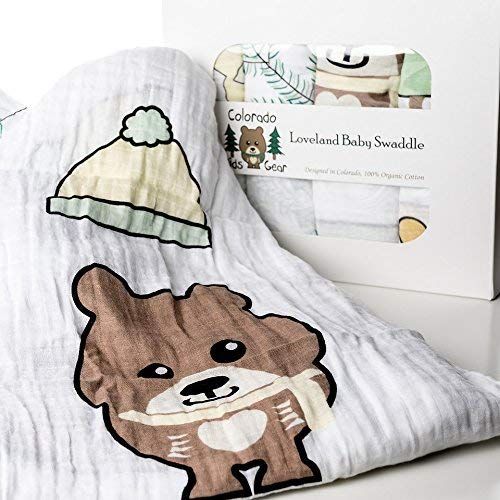 Colorado Kids Gear, All-Natural Cotton Muslin Baby Swaddle Blankets - 3 Pack. Breathable, Soft Cotton for Boy or Girl Baby Shower or Newborns. ColorFast Washable Fabric Ideal for D