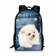 Coloranimal Cute Animal Cat Children Backpack Blue Denim Printing Kids Bookbags