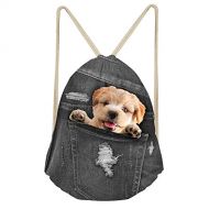 Coloranimal Kawaii Puppy Dog Pattern Drawstring Backpacks Jogging Walking Purse Bag