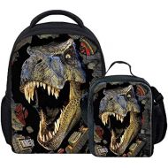 Coloranimal Cool 3D Dinosaur Printed Kids School Small Backpack+Lunch Bag
