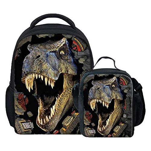  Coloranimal Cool 3D Dinosaur Printed Kids School Small Backpack+Lunch Bag