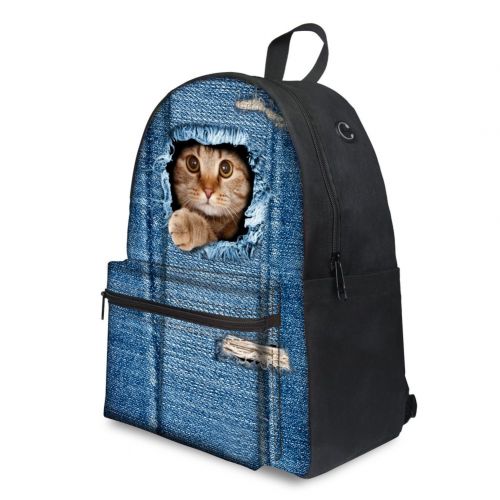  Coloranimal 2017 Fashion Designer Canvas Backpacks for Girls Kids Cat School Bags