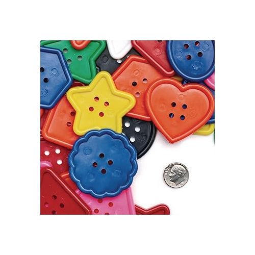  Colorations - BAGBTN Really Big Bright Buttons, 130 Pieces, 1 Pound, 8 Shapes, Assorted Colors, Sewing, Jumbo, Projects, Crochet, Knitting, Gifts, Hand Made, Arts & Crafts, for Kids