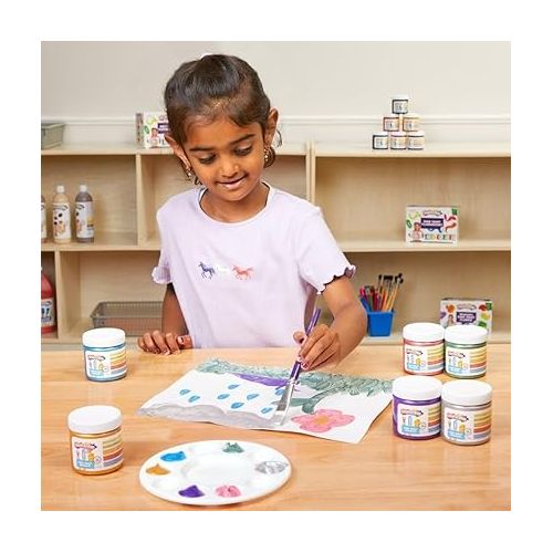  Colorations Washable Kids Metallic Paint, Set of 6 Colors, Sensory Experience, Finger Paint