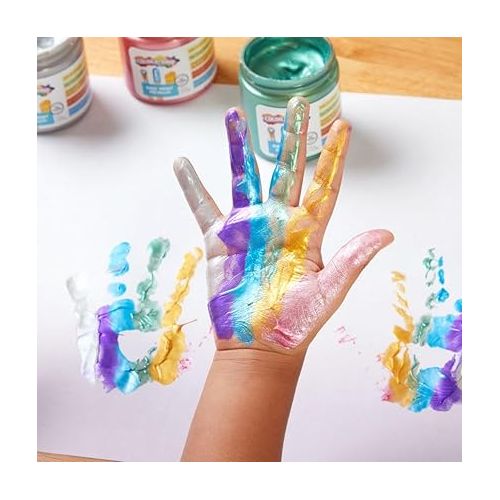  Colorations Washable Kids Metallic Paint, Set of 6 Colors, Sensory Experience, Finger Paint
