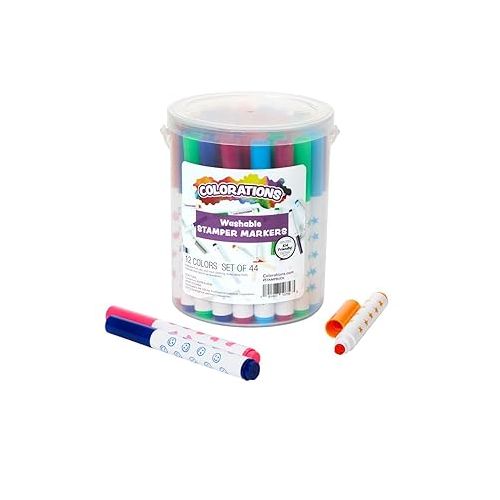  Colorations STAMPBUCK Colorations Washable Marker Stamper Bucket (Pack of 44)