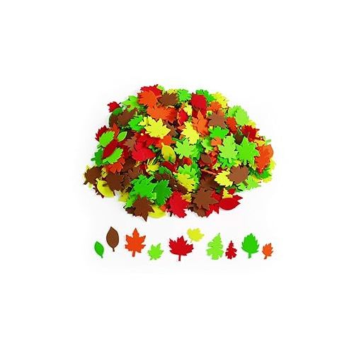  Colorations Colorful Foam Leaves, 500 Pieces, Assorted Colors & Sizes, Foam Shapes for Crafts, Precut Foam Leaf Shapes for Kids in Assorted Sizes, Ideal for Schools, Daycares, & Home Use, Kids Crafts