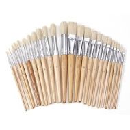 Colorations Easel Paint Brushes, Assorted Sizes, Value Pack, Set of 12 Paint Brushes, Wooden Handles, Natural Bristles, Round & Flat Shaped Tips, Kids Paint Brushes, Paint Brushes for Children