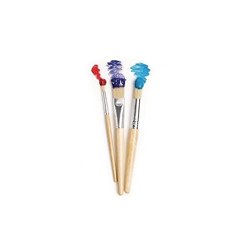  Colorations Easel Paint Brushes, Assorted Sizes, Value Pack, Set of 12 Paint Brushes, Wooden Handles, Natural Bristles, Round & Flat Shaped Tips, Kids Paint Brushes, Paint Brushes for Children
