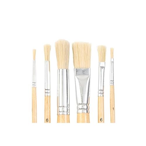  Colorations Easel Paint Brushes, Assorted Sizes, Value Pack, Set of 12 Paint Brushes, Wooden Handles, Natural Bristles, Round & Flat Shaped Tips, Kids Paint Brushes, Paint Brushes for Children