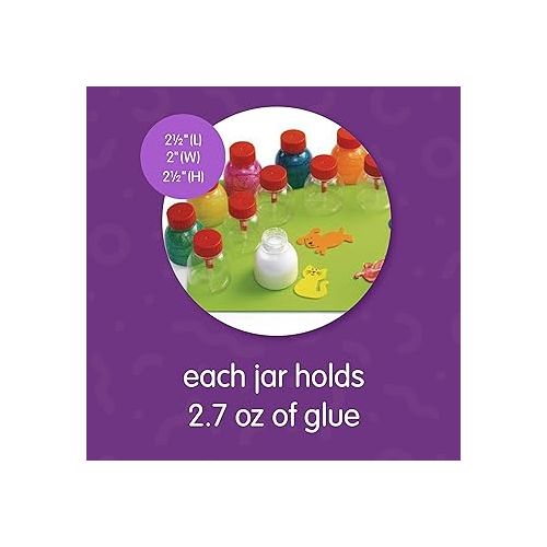  Colorations Glue Jar Set, 12 Empty Glue Bottles with Brushes, Classroom, Art Supplies, School Supplies, Crafting, Kids Art, Projects, Gluing, Painting, Arts & Crafts, Toddlers, Pre-K and Kindergarten