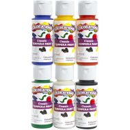 Colorations Tempera Paint, Rainbow Colors, Set of 6, 2 OZ EA, Red, Blue, Green, White, Yellow, Black