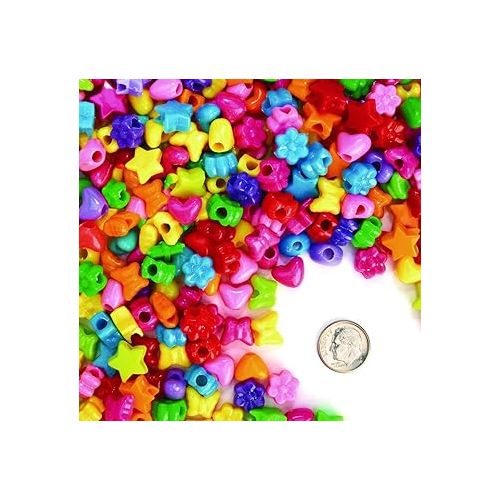  Colorations fun shapes pony beads, 1lb, set of 1800 beads, lacing hole 1/8 inches, craft, hobby, arts & crafts, fun, art supplies, fun shaped pony beads