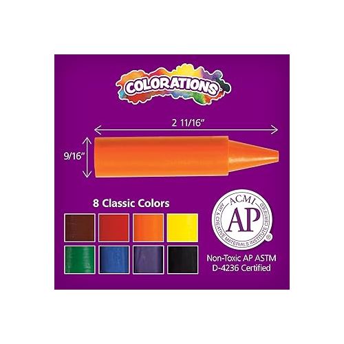  Colorations Chubby Crayons for Kids Set of 200 Rainbow Crayons Classroom Supplies (2-11/16