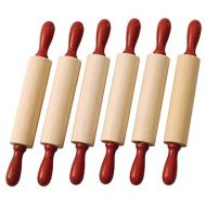 Colorations Natural Wood Rolling Pins, Set of 6, for Kids, Arts & Crafts, 7 Inches x 1 Inch (d), Class Pack, Party Pack, Dough, Clay, Sculpting, 6RP