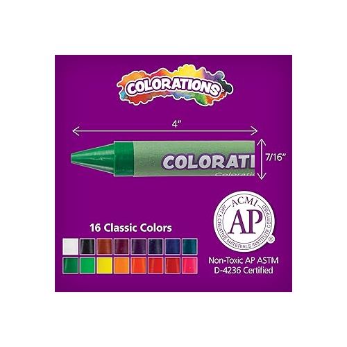  Colorations® Large Crayon Classpack, School Supplies, 16 Colors, 25 of each, Set of 400, Large size easier to hold & draw, Crayons glide easily, Non Toxic Crayons, Kids Crayons, School Supplies