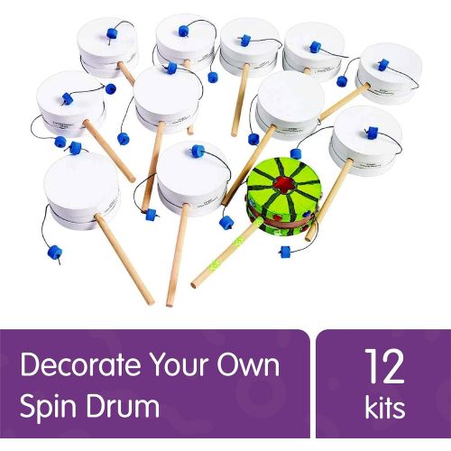  Colorations Kids Decorate Your Own Spin Drum Craft Kit, Arts & Craft DIY (Item # SPINDRUM)