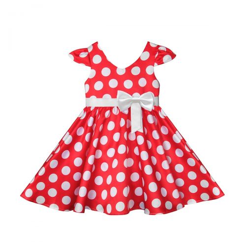  Colorfog Girls Toddlers Princess Polka Dots Mouse Costume Dress Cosplay Party Cap Sleeves with Ear Headband