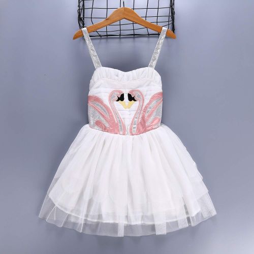  Colorfog Girls Princess Swan Flamingo Cosplay Dress Costume with Wings Kids Birthday Party Ballet Dance Dress