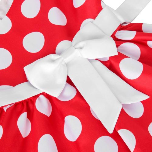  Colorfog Girls Toddlers Princess Polka Dots Mouse Costume Dress Cosplay Party Cap Sleeves with Ear Headband
