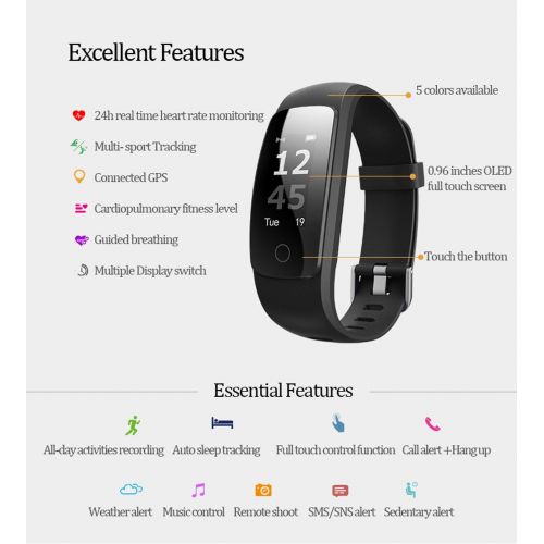  Colorful Bluetooth Fitness Armbander COLORFUL ID107 plus Fitness Armband Fitness Tracker Smartwatch fuer Android IOS Smartphone