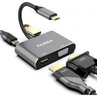 [아마존 핫딜]  [아마존핫딜]Colorfulday USB C to 4K HDMI VGA Adapter CLDAY 4-in-1 Hub USB 3.0 OTG Charging Power PD Port Compatible for MacBook Pro/Dell XPS/Samsung Galaxy