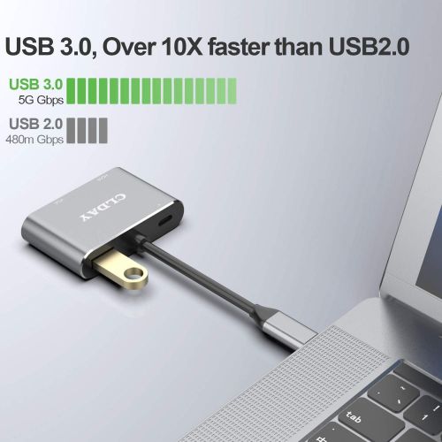  [아마존 핫딜]  [아마존핫딜]Colorfulday USB C to 4K HDMI VGA Adapter CLDAY 4-in-1 Hub USB 3.0 OTG Charging Power PD Port Compatible for MacBook Pro/Dell XPS/Samsung Galaxy