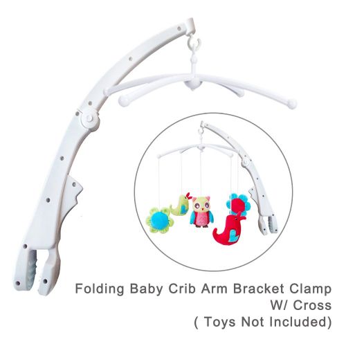  Colorfulstream Foldable and Clamp Type Baby Crib Bed Bell Toys Holder Arm Bracket (Music Box, Cross & Toys Not Included)