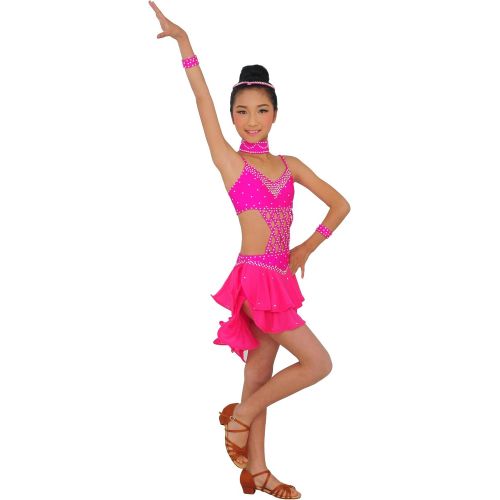  Colorfulworldstore Girls Ballroom Latin Dance Dress-Over all 4sets-Gauze Tail tyles