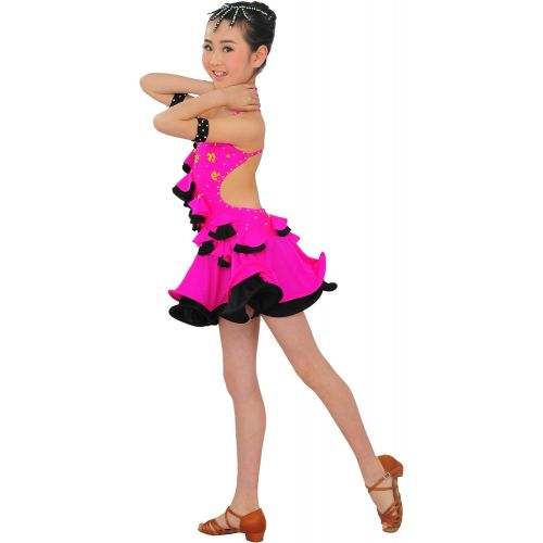  Colorfulworldstore Girls performance Ballroom Latin Dance Dress-flowers tyles
