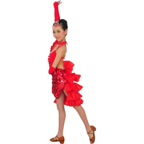  Colorfulworldstore GirlsLady Latin salsa cha cha tango Ballroom Dance Dress-Over allin 4sets-Tail yarn styles